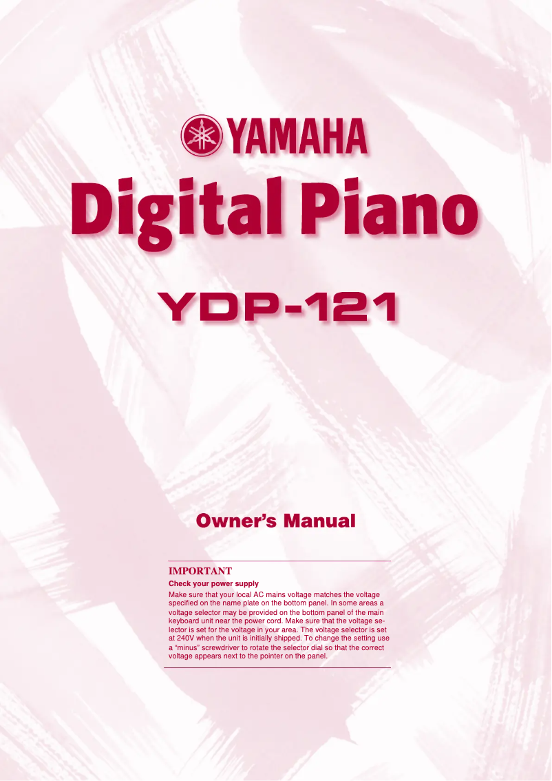 Page n°1 - Manuel utilisateur Yamaha YDP-121