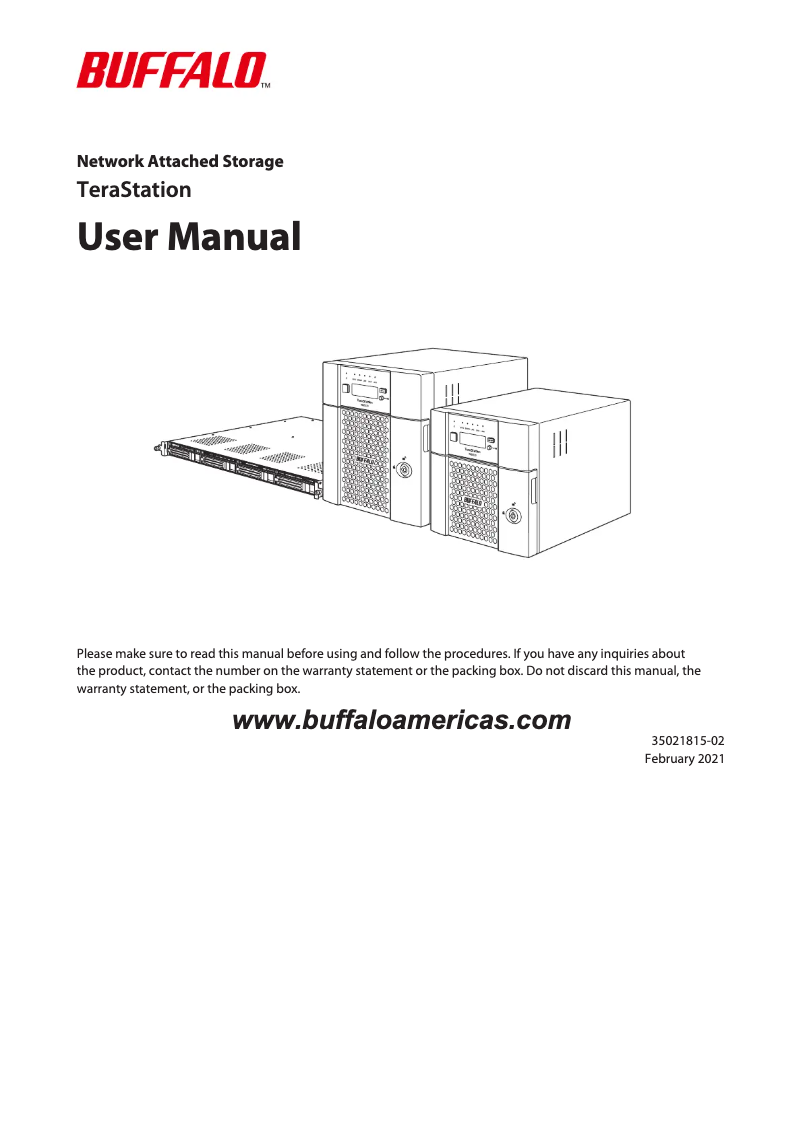 Page 1 de la notice Manuel utilisateur Buffalo TeraStation WS5220DN