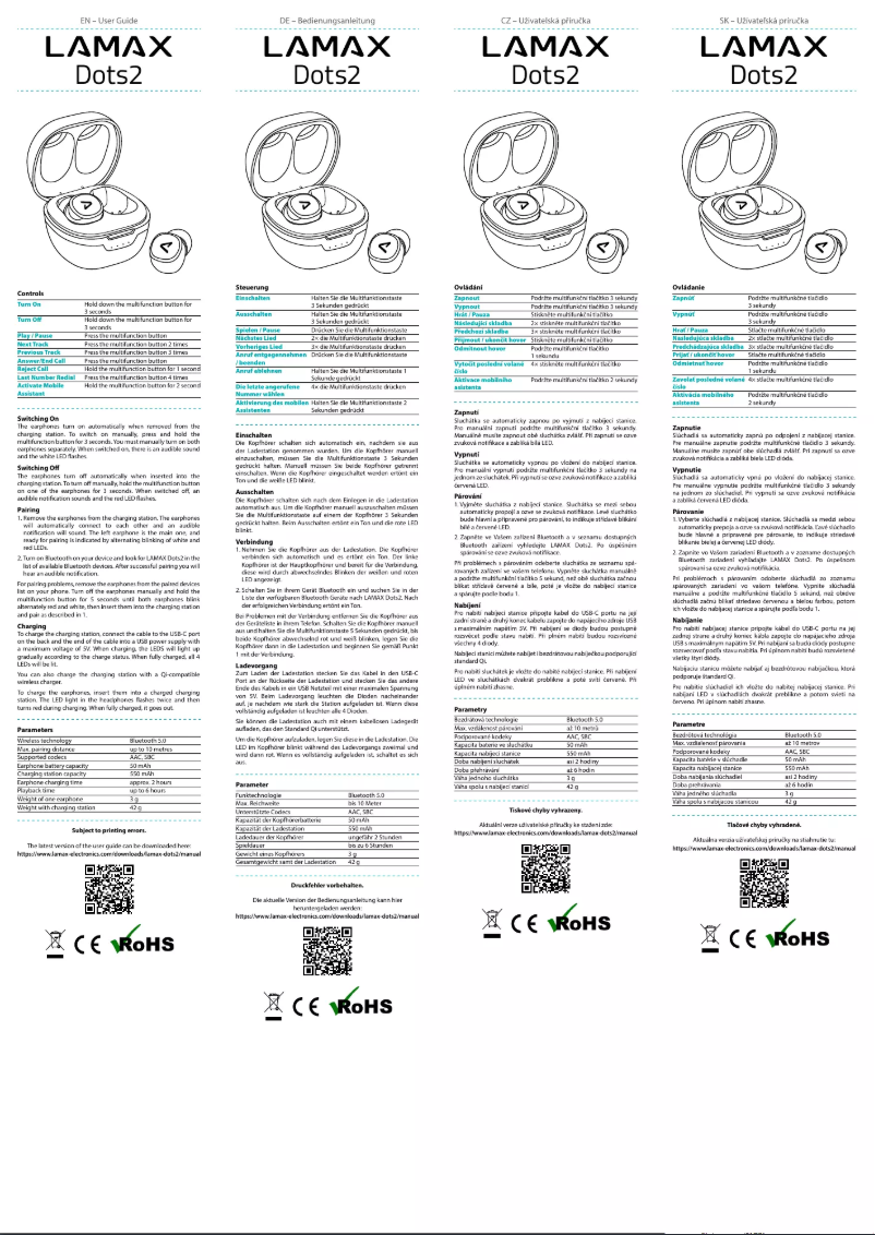 Page n°1 - Manuel utilisateur Lamax Dots2
