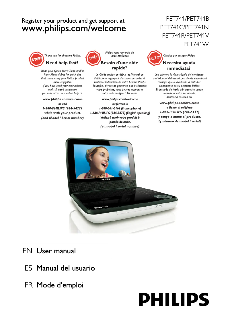 Image de la première page du manuel de l'appareil PET741N