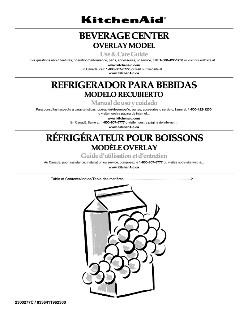 Page 1 de la notice Manuel utilisateur KitchenAid KBCO24LSBX