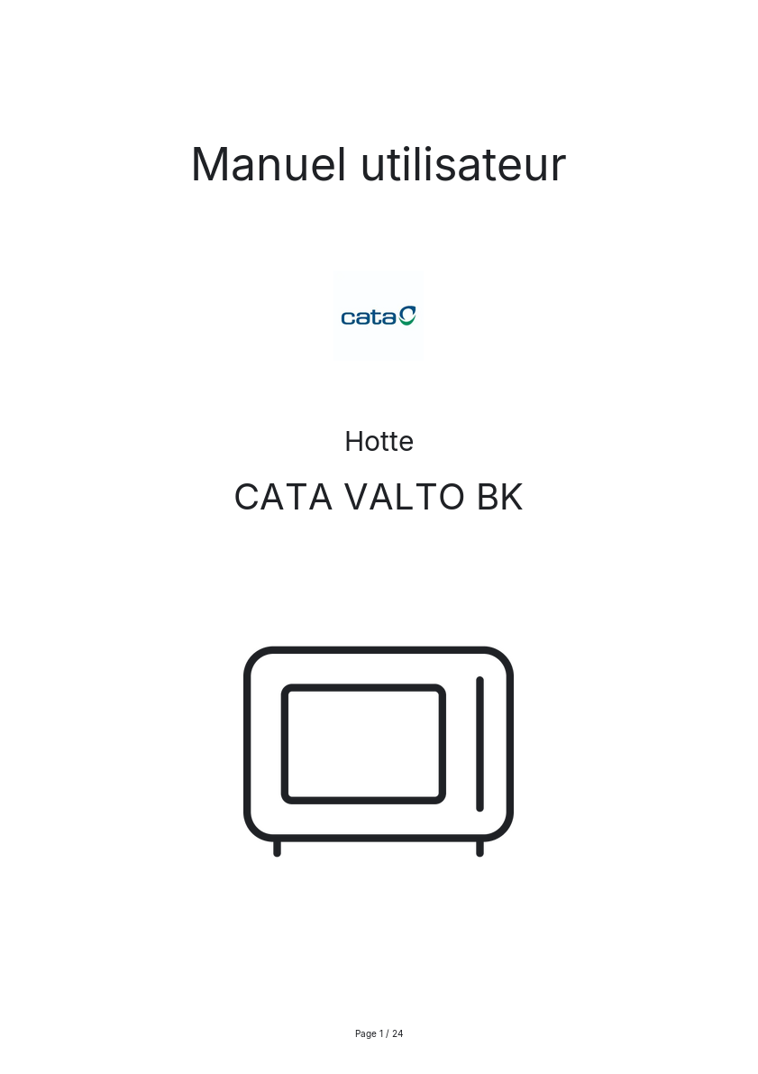 Image de la première page du manuel de l'appareil VALTO BK