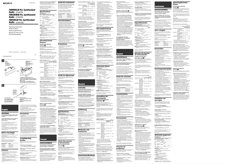 Page n°1 - Manuel utilisateur Sony ICF-M770SL