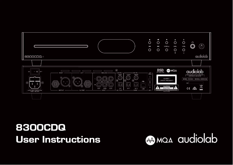 Page 1 de la notice Manuel utilisateur Audiolab 8300CDQ