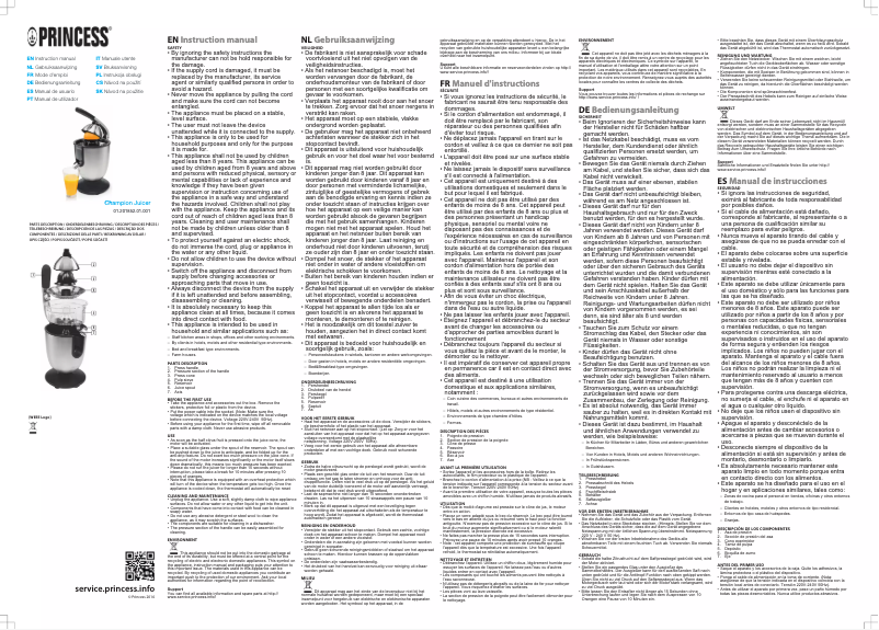 Image de la première page du manuel de l'appareil Champion Juicer 201852