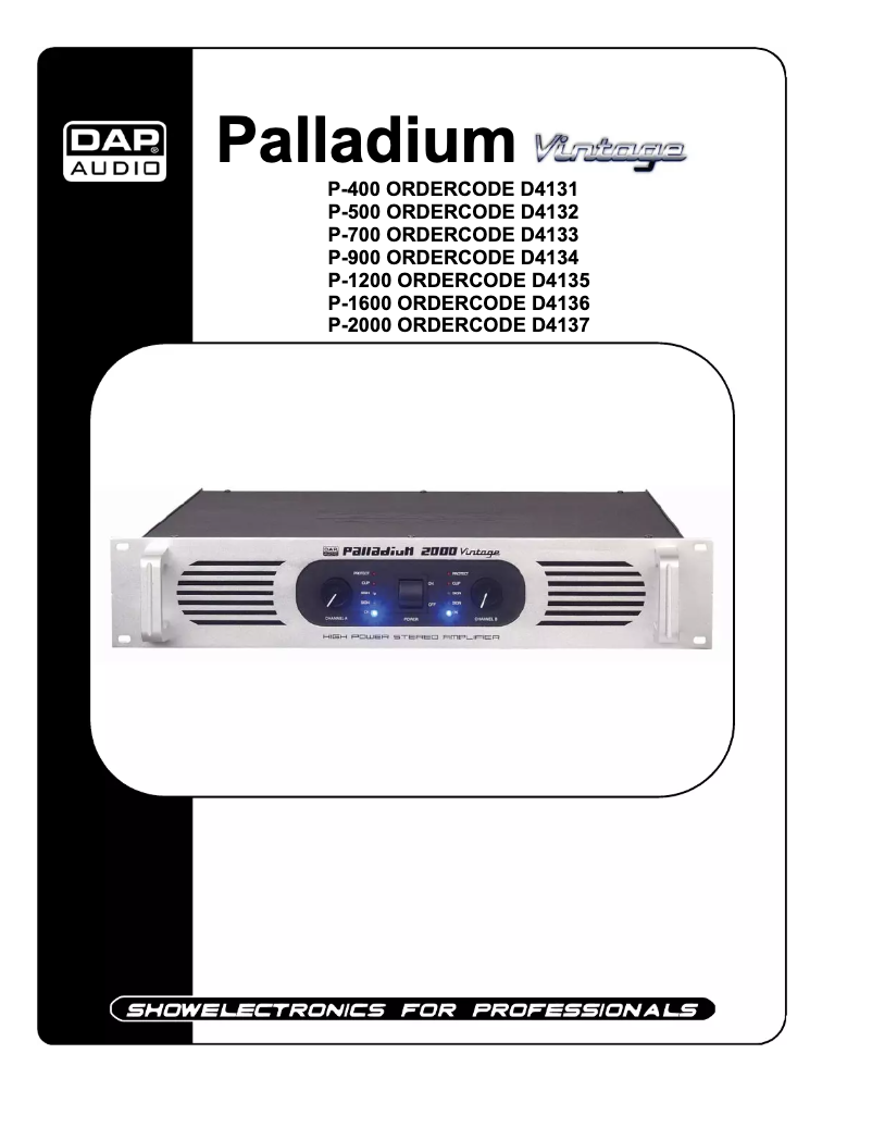 Image de la première page du manuel de l'appareil Palladium Vintage P-500