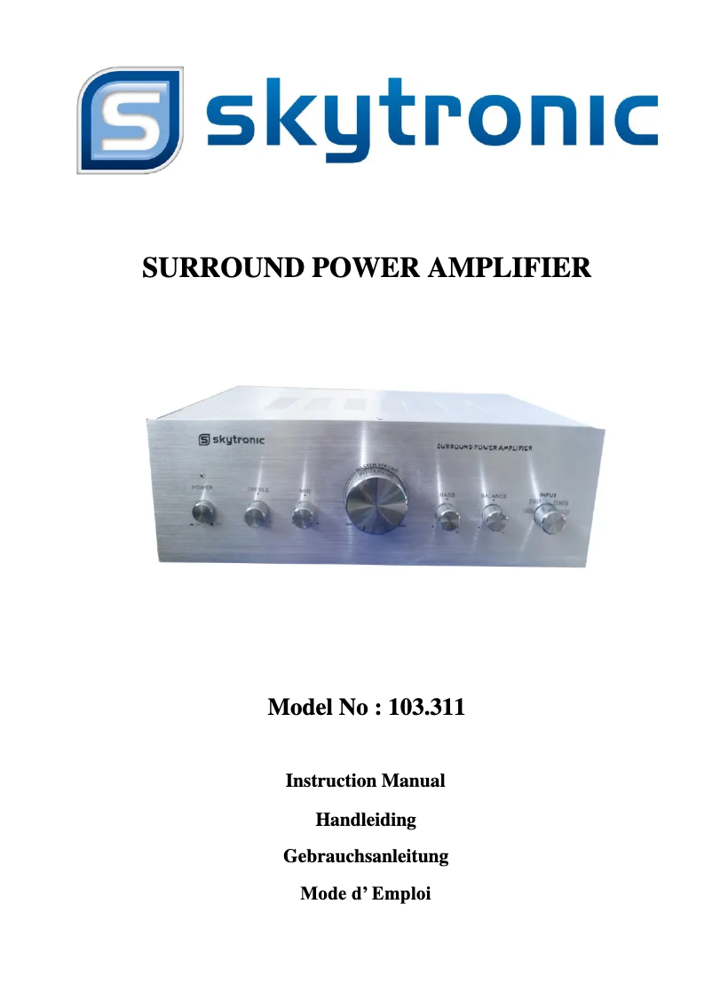 Page 1 de la notice Manuel utilisateur Skytronic AV400