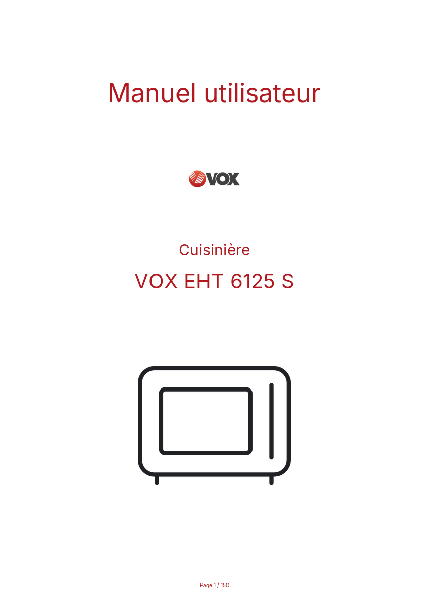 Page n°1 - Manuel utilisateur VOX EHT 6125 S