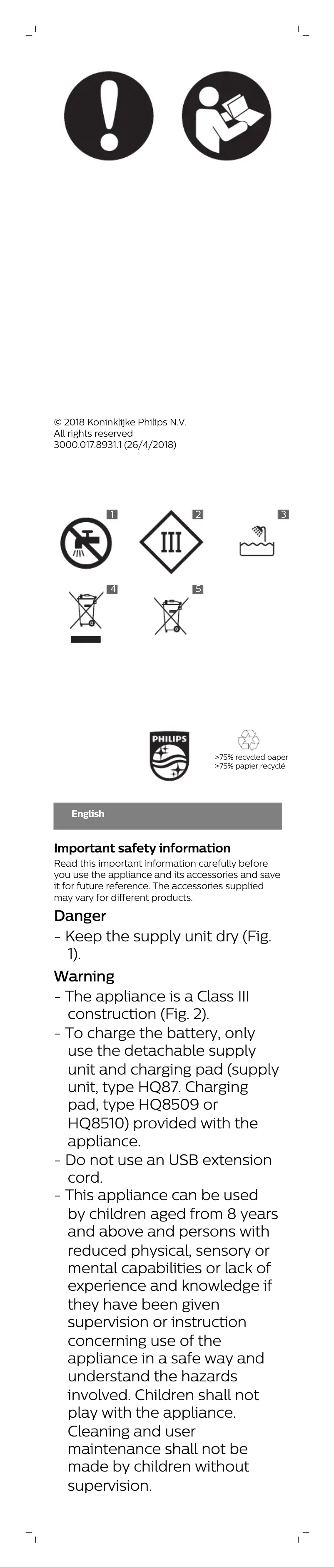 Image de la première page du manuel de l'appareil S9000 Prestige SP9821