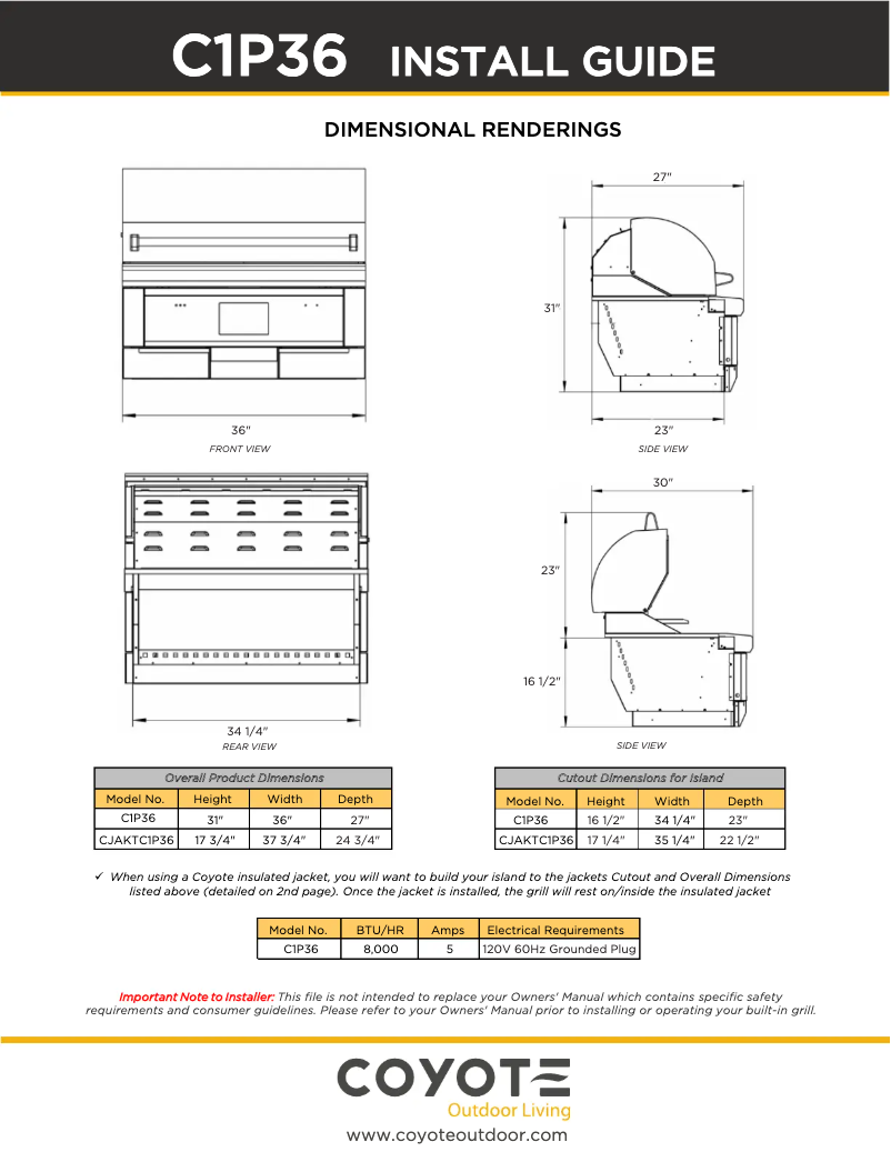 Page 1 de la notice Guide d'installation Coyote C1P36-FS