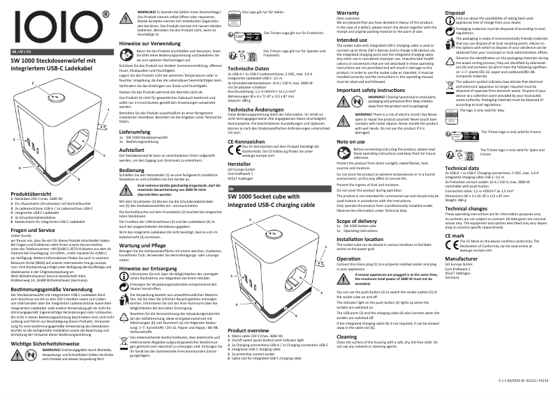 Page n°1 - Manuel utilisateur IOIO SWP 1000