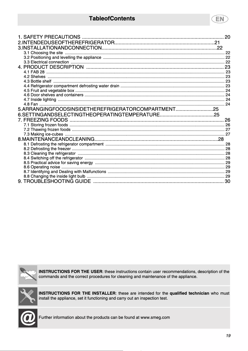 Page n°1 - Manuel utilisateur Smeg FAB28RDMC