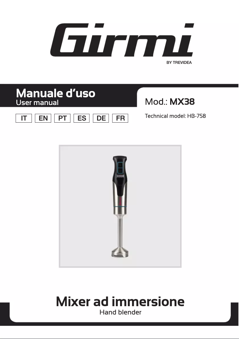 Page 1 de la notice Manuel utilisateur Girmi MX38