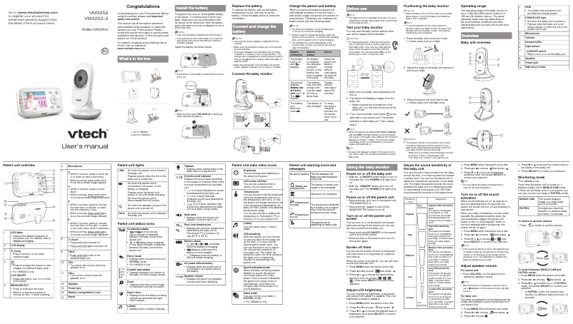 Page 1 de la notice Manuel utilisateur Vtech VM3252