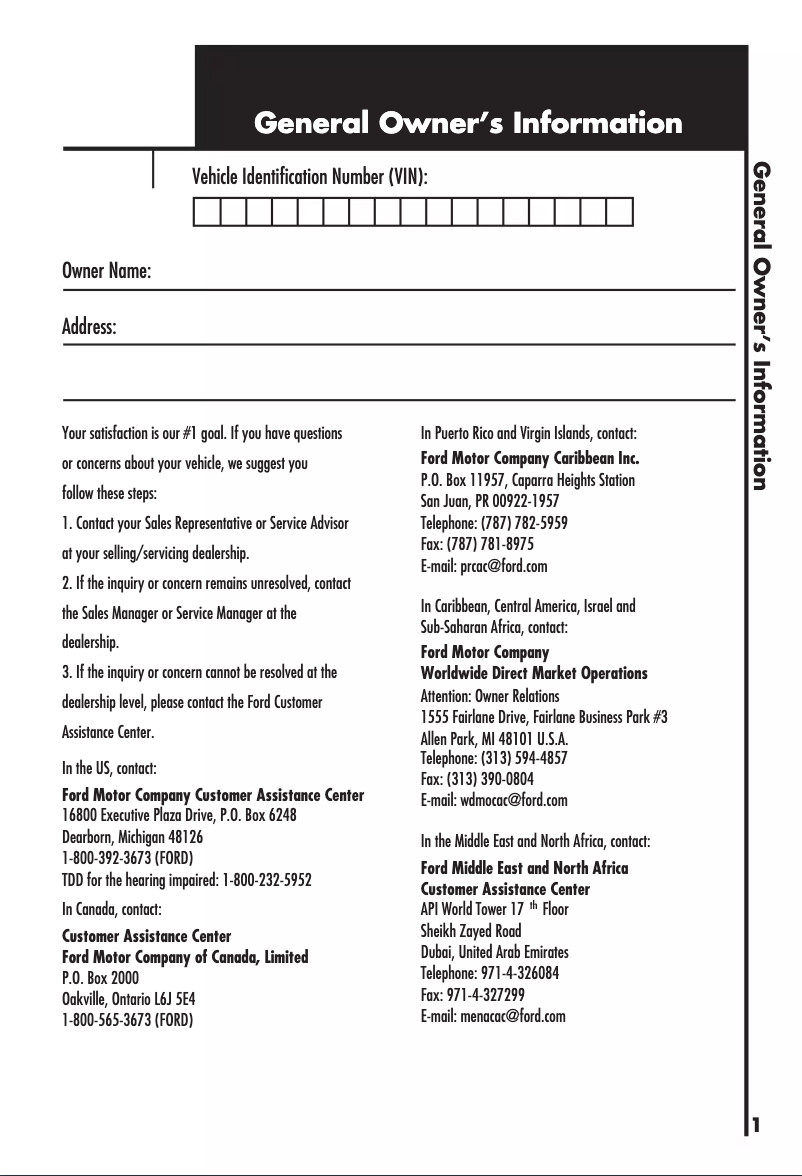 Page n°1 - Manuel d'utilisation et d'entretien Ford Explorer (2001)