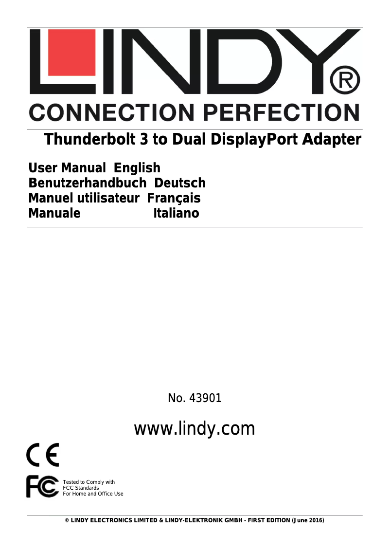 Page 1 de la notice Manuel utilisateur Lindy 43901