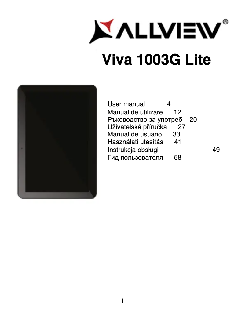 Page 1 de la notice Manuel utilisateur Allview Viva 1003G Lite