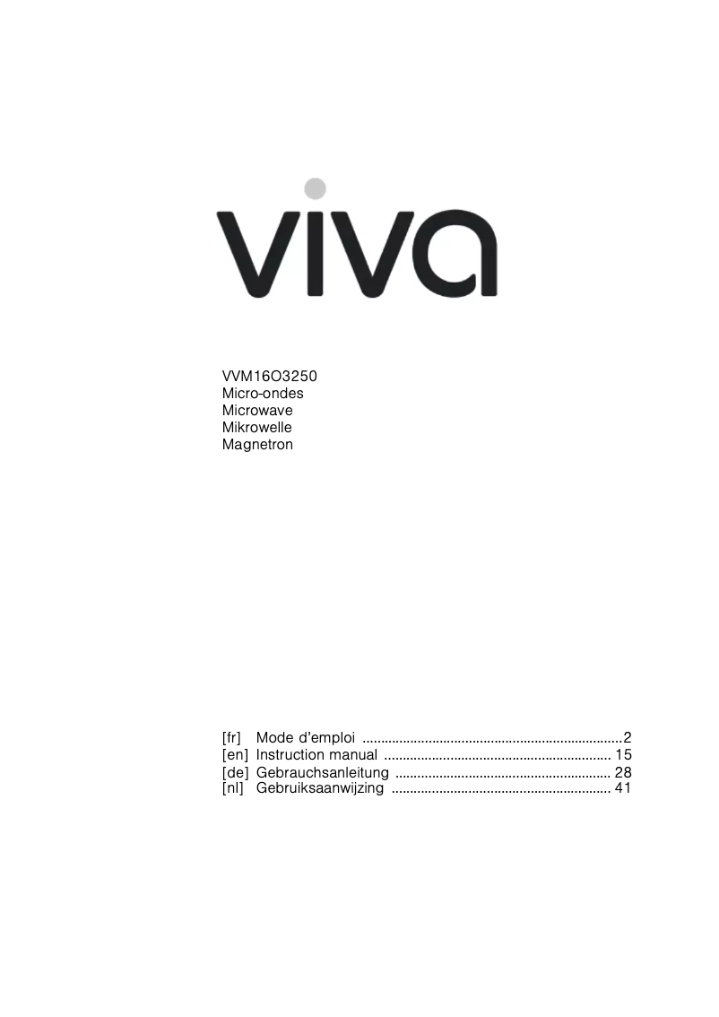Page n°1 - Manuel utilisateur Viva VVM16O3250