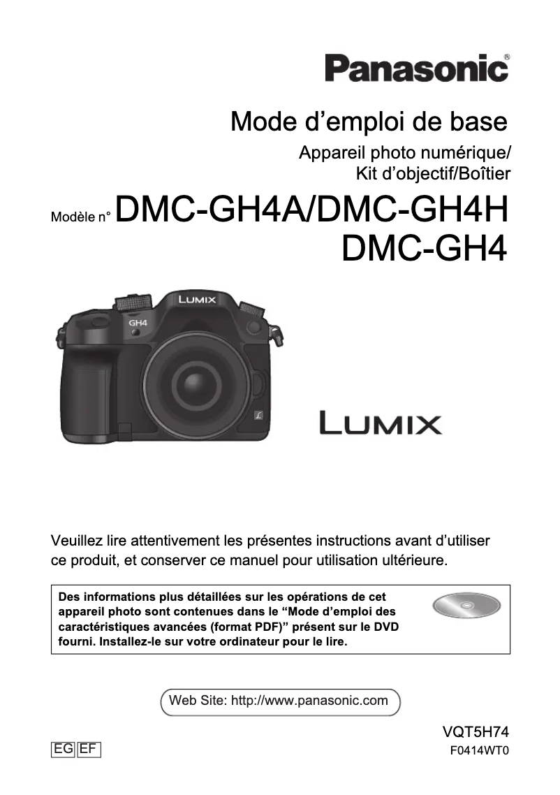 Image de la première page du manuel de l'appareil Lumix DMC-GH4H