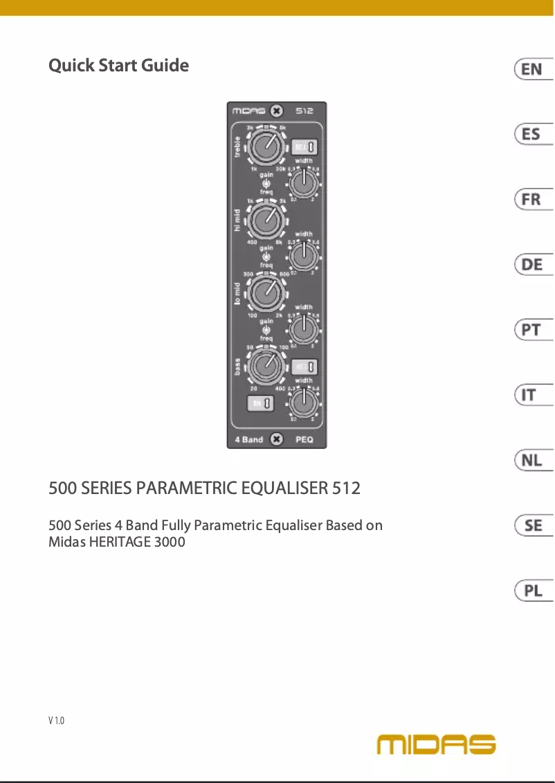Image de la première page du manuel de l'appareil Parametric Equaliser 512 V2