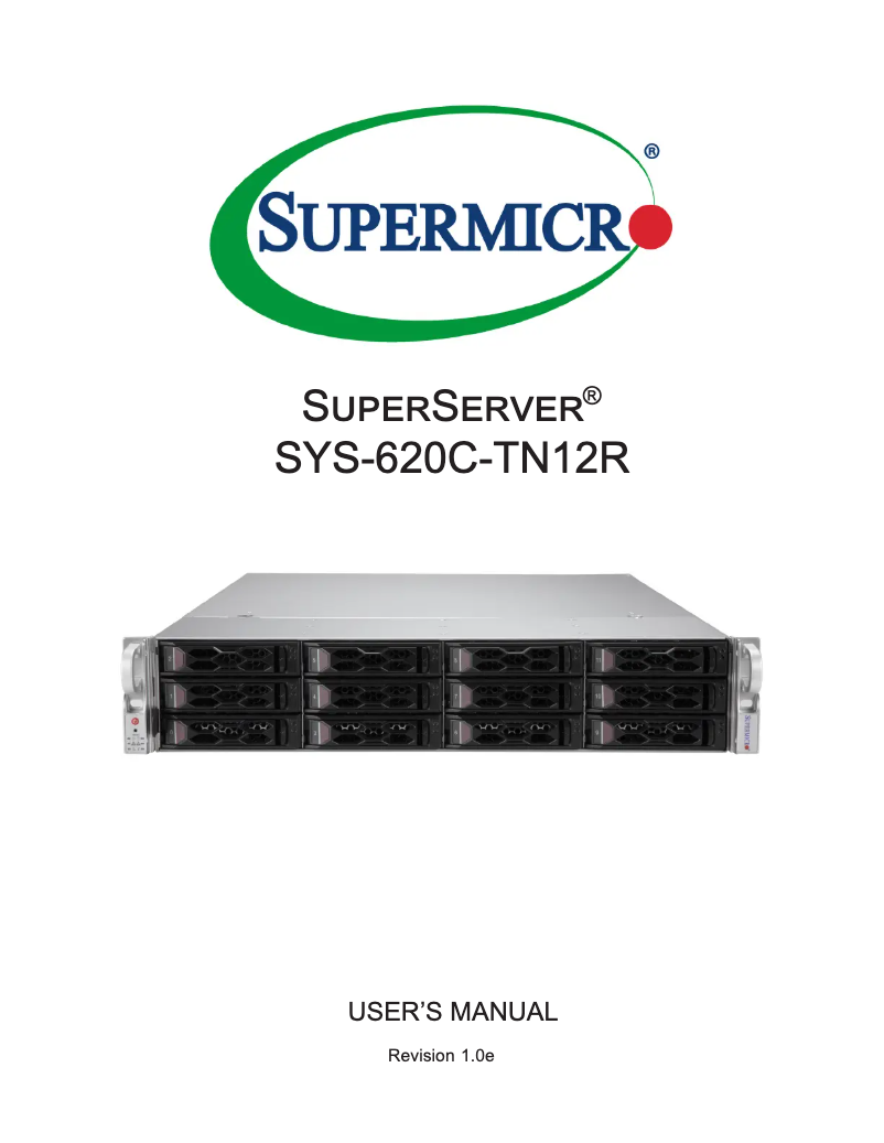 Page 1 de la notice Manuel utilisateur Supermicro SuperServer SYS-620C-TN12R