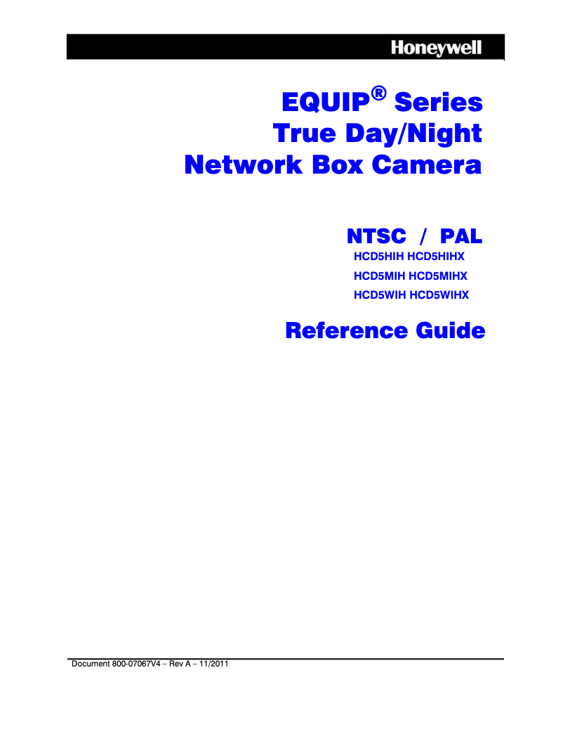 Page n°1 - Manuel utilisateur Honeywell Equip HCD5HIH