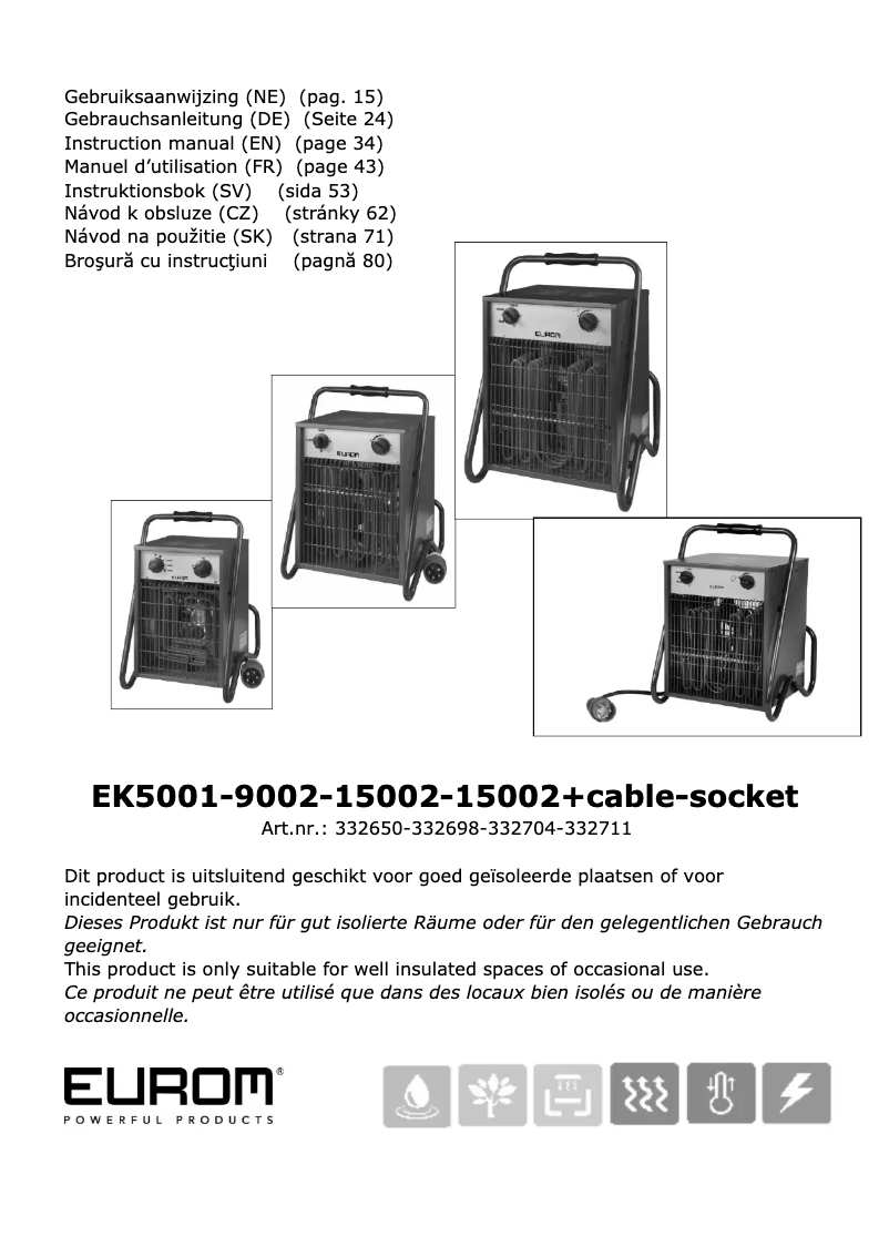 Page n°1 - Manuel utilisateur Eurom EK9002