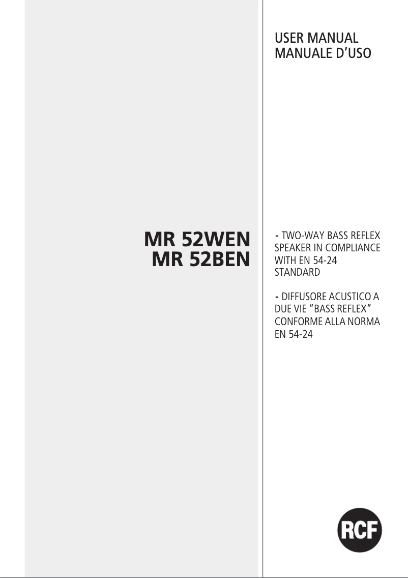 Page 1 de la notice Manuel utilisateur RCF MR 52EN