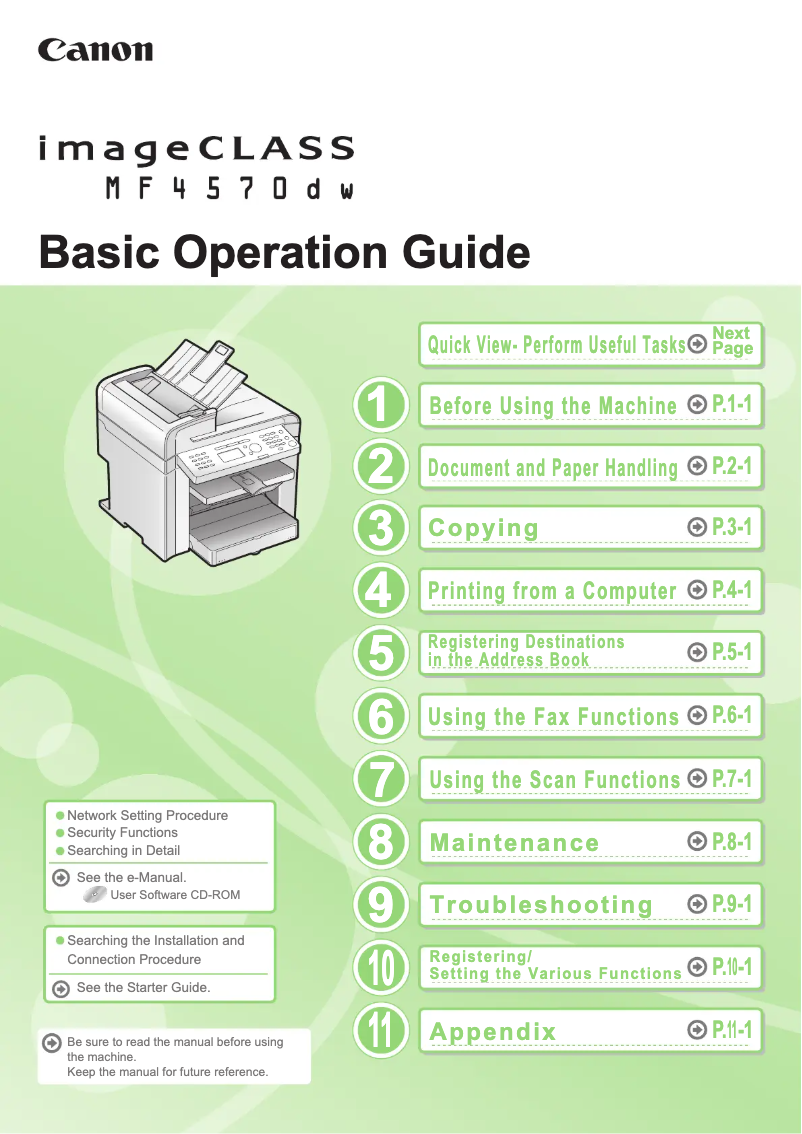 Page 1 de la notice Manuel utilisateur Canon imageCLASS MF4570DW
