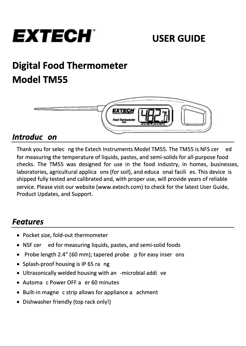 Página 1 del manual Manual de usuario Extech TM55