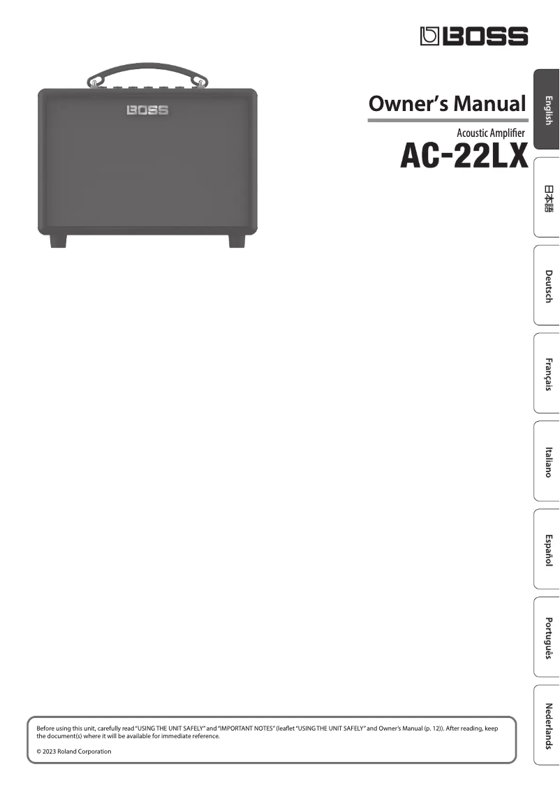 Page n°1 - Manuel utilisateur Boss AC-22LX