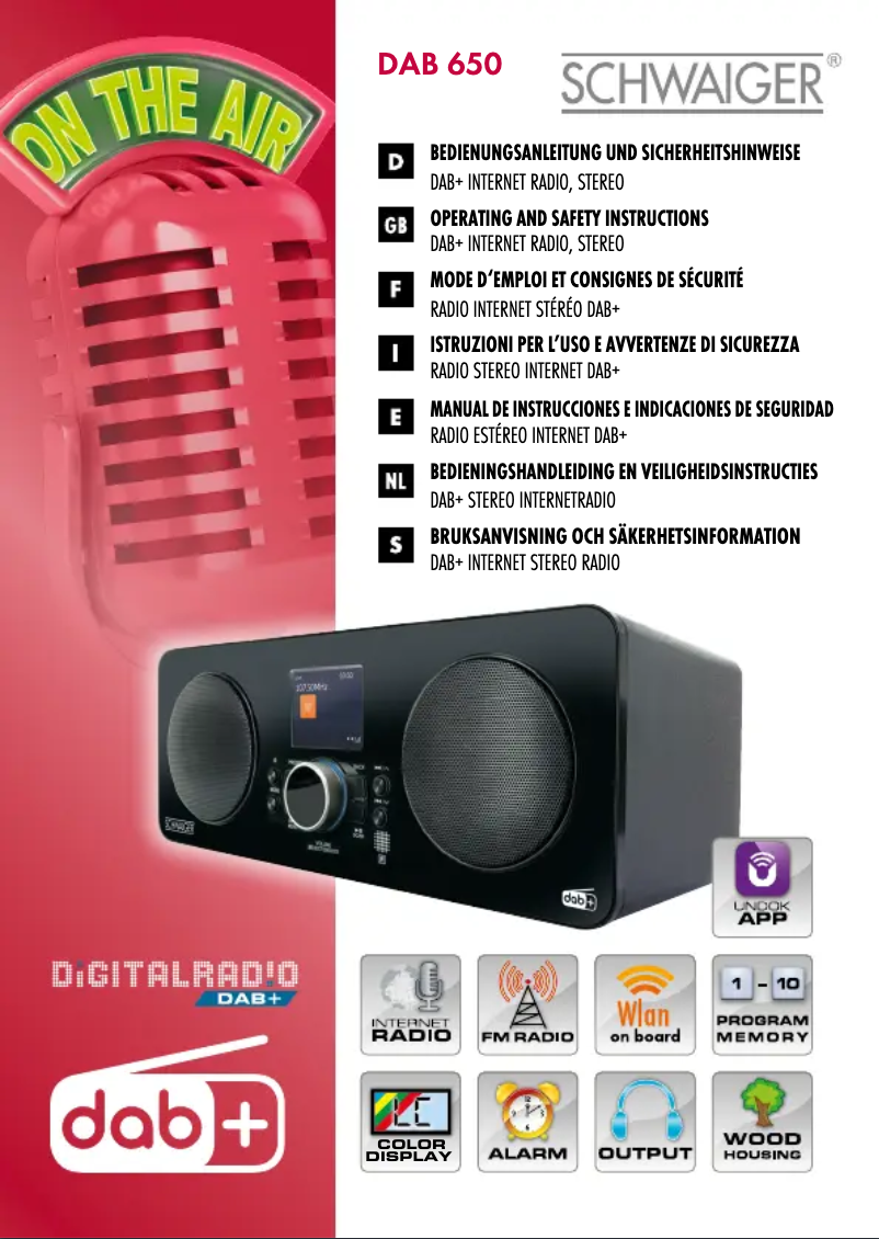 Page 1 de la notice Manuel utilisateur Schwaiger DAB650 513