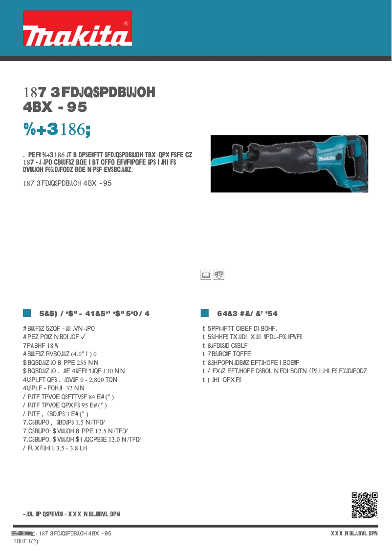 Page 1 de la notice Fiche technique Makita DJR186Z