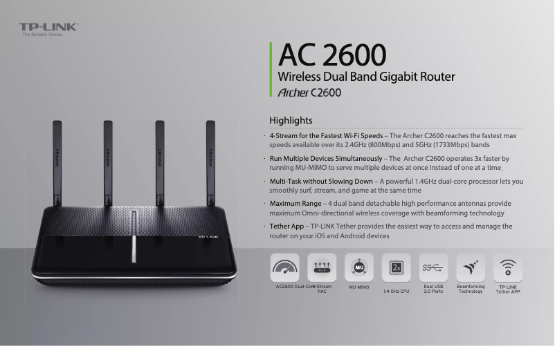 Page 1 de la notice Fiche technique TP-Link Archer C2600