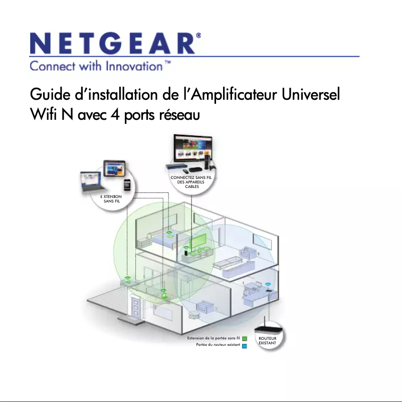 Page 1 de la notice Guide d'installation Netgear WN2000RPTv2
