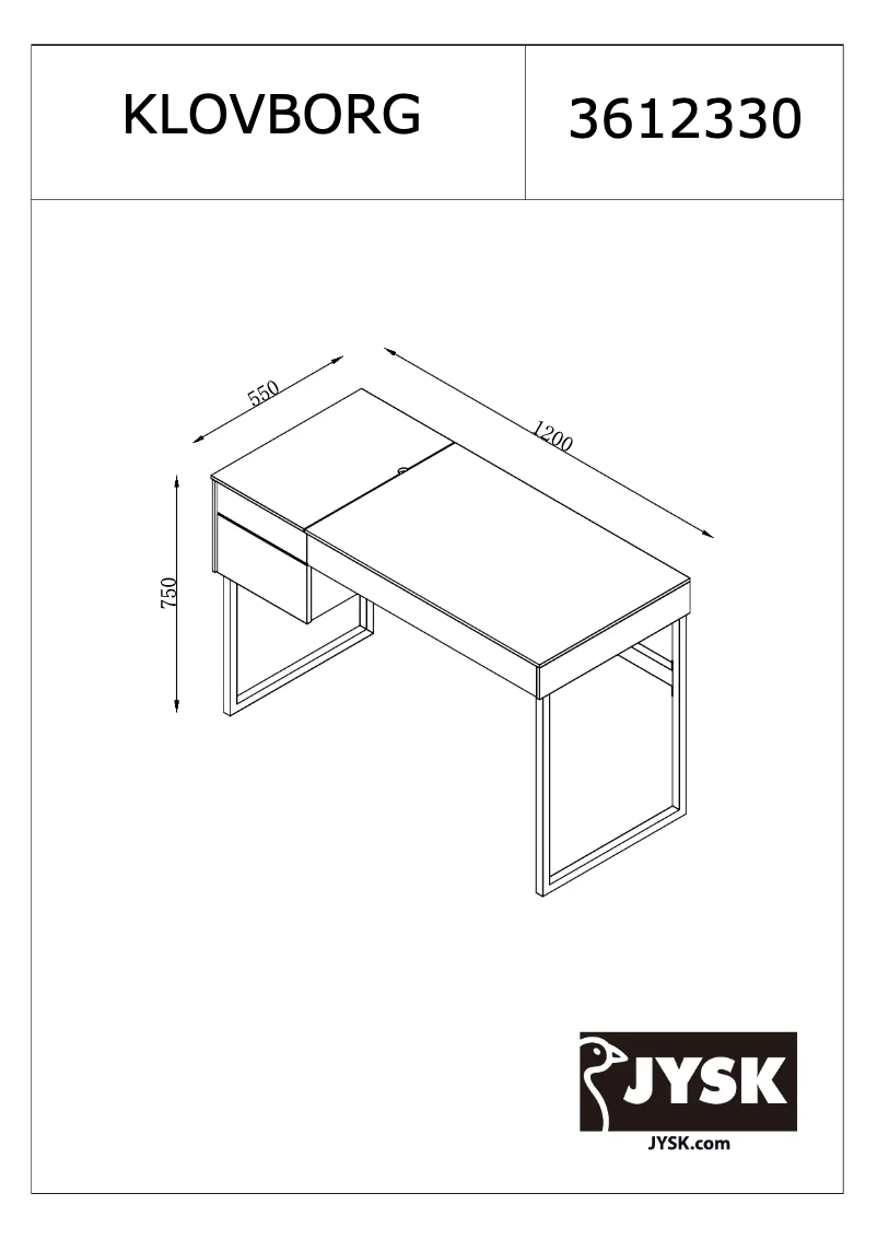 Page 1 de la notice Manuel utilisateur JYSK Klovborg (120x75x55)