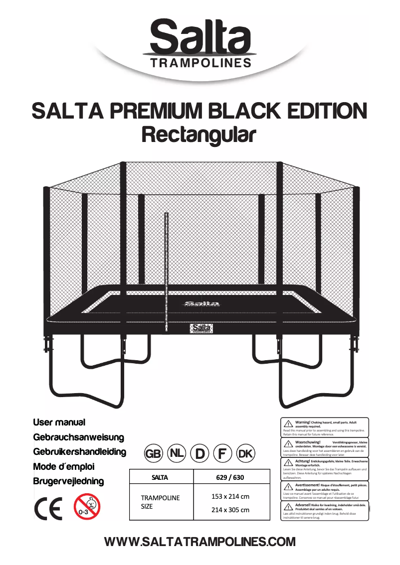Page n°1 - Manuel utilisateur Salta Premium Black Edition 213 x 305 cm