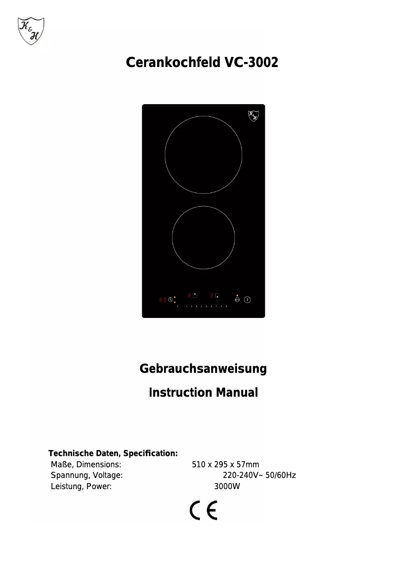 Page 1 de la notice Manuel utilisateur K&H VC-3002