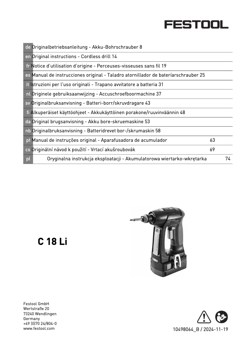 Image de la première page du manuel de l'appareil C 18 HPC 4,0 I-Set