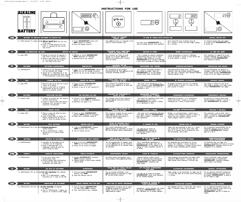 Page n°1 - Manuel utilisateur Salter 1041