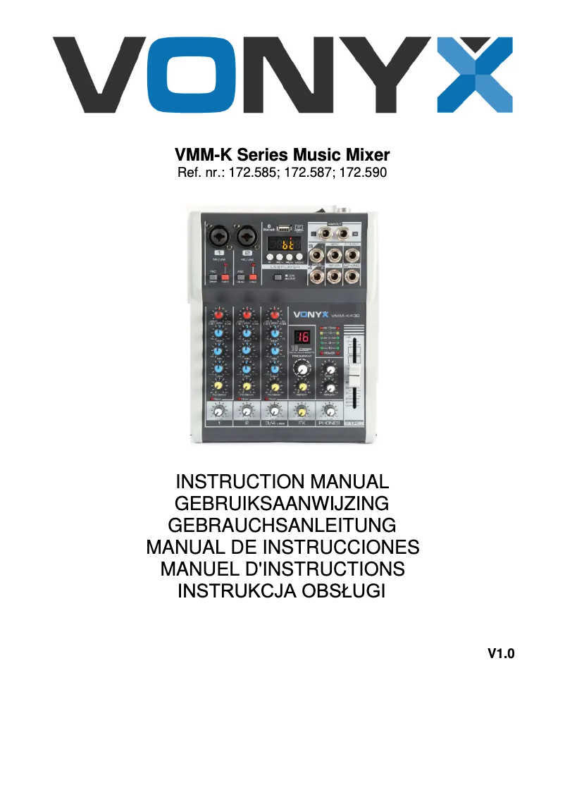 Page 1 de la notice Manuel utilisateur Vonyx VMM-K602