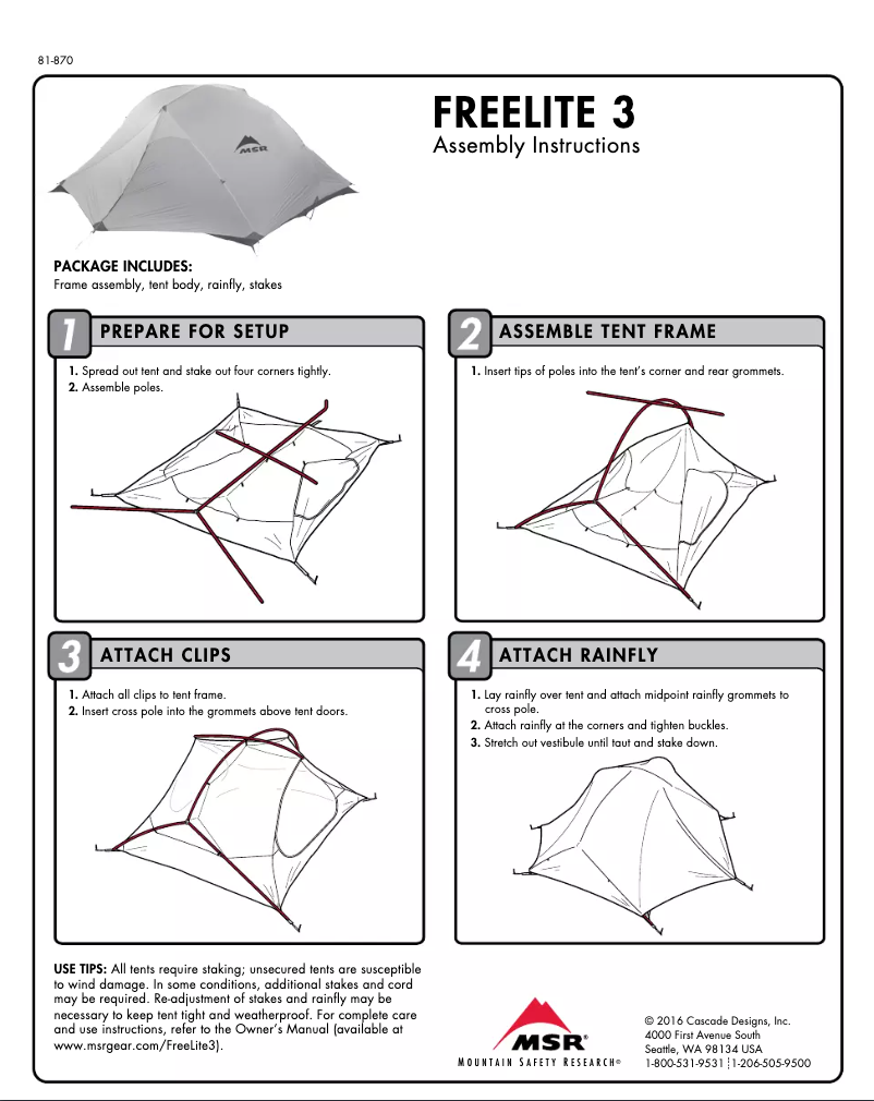 Page 1 de la notice Manuel utilisateur MSR FreeLite 3