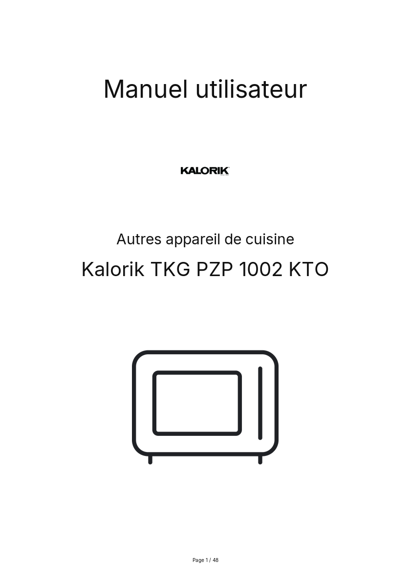 Image de la première page du manuel de l'appareil TKG PZP 1002 KTO