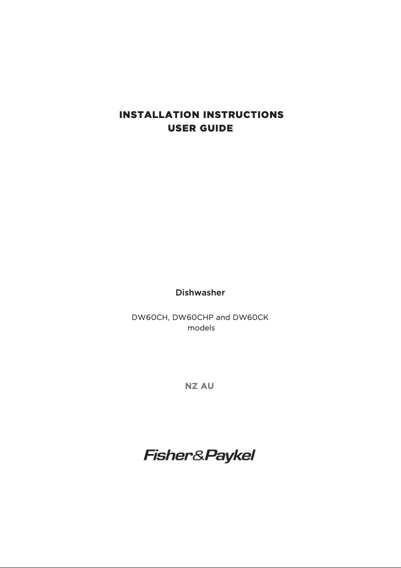 Page 1 de la notice Manuel utilisateur Fisher & Paykel DW60CHW1
