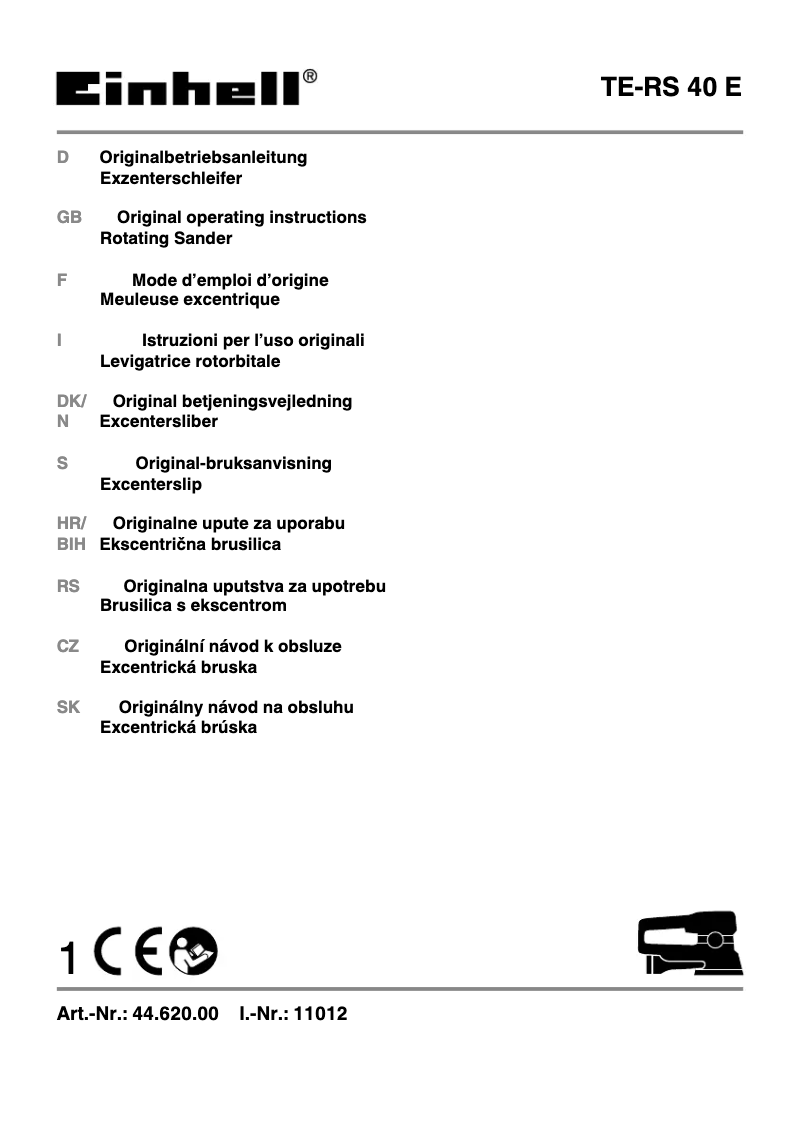 Page n°1 - Manuel utilisateur Einhell TE-RS 40 E
