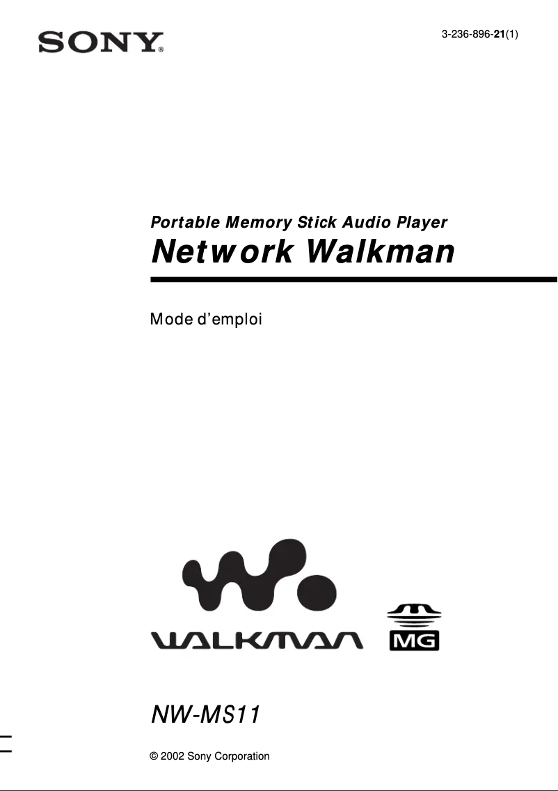 Page n°1 - Manuel utilisateur Sony NW-MS11