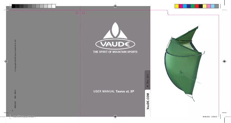 Page 1 de la notice Manuel utilisateur Vaude Taurus UL 2P