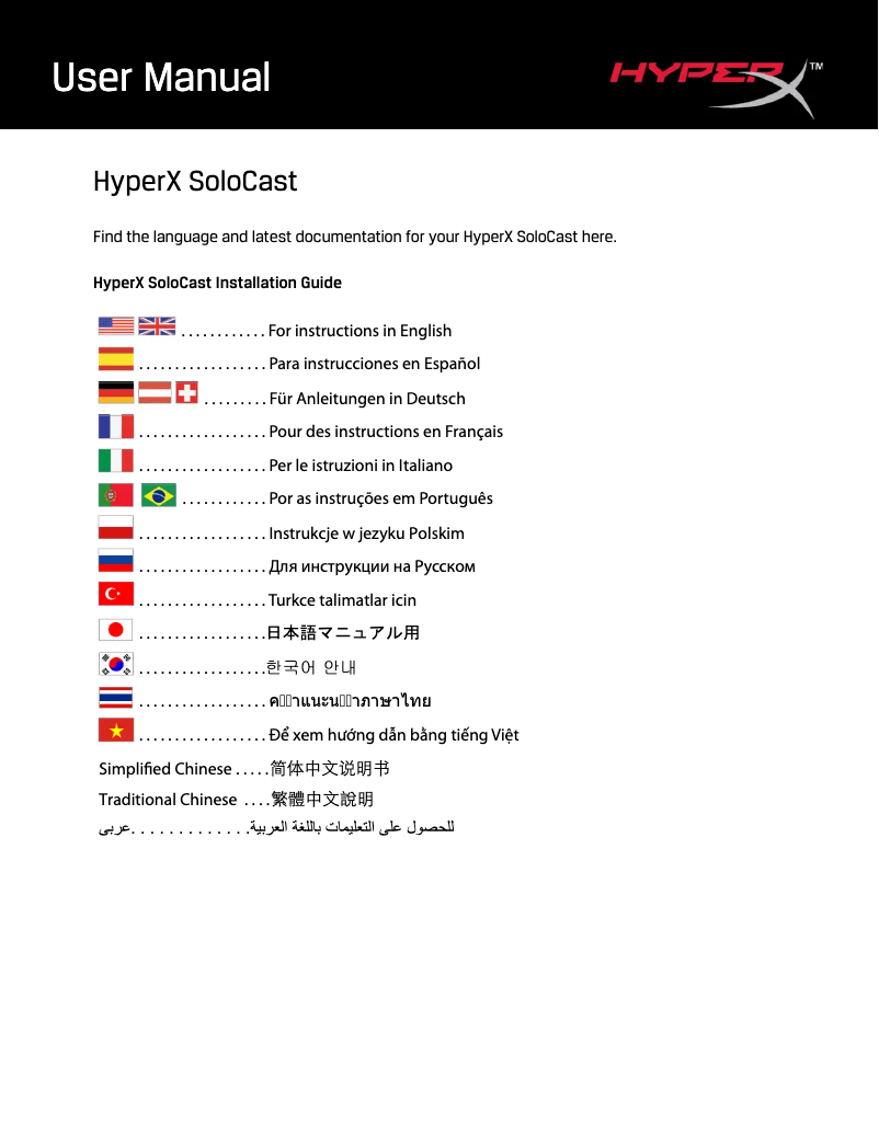 Image de la première page du manuel de l'appareil SoloCast