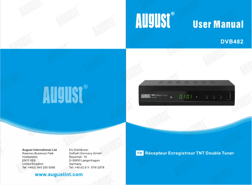 Page 1 de la notice Manuel utilisateur August DVB482