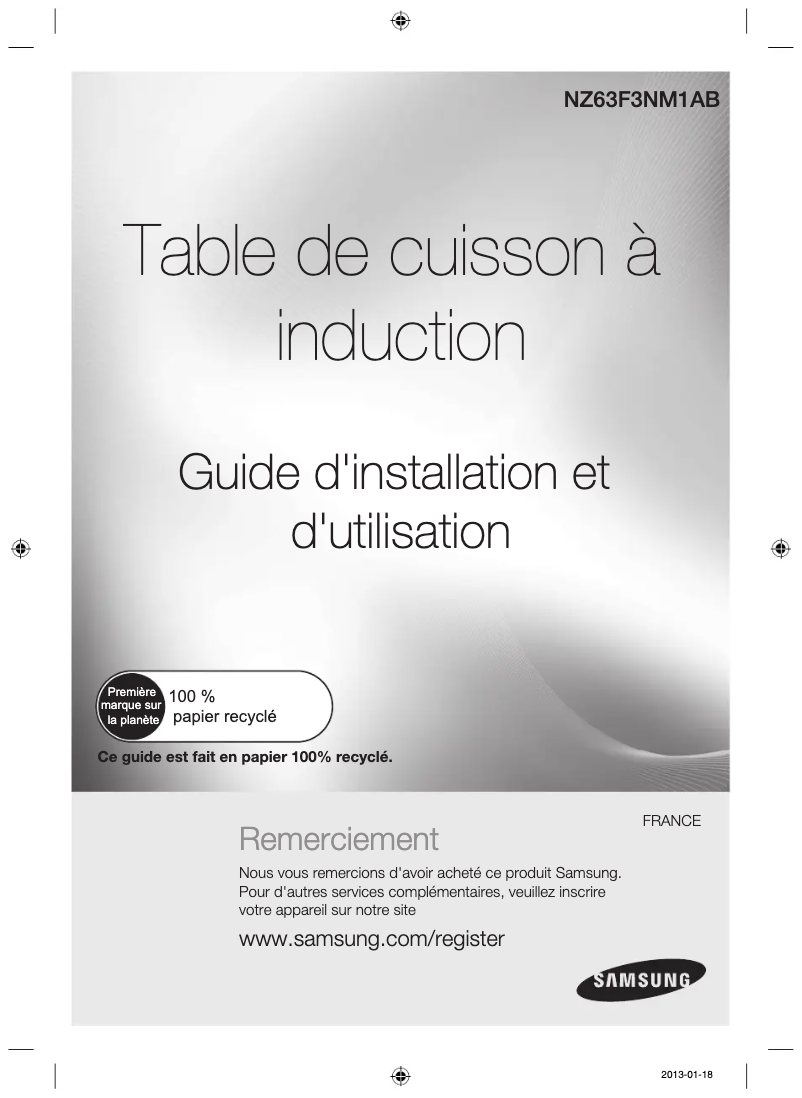Page n°1 - Manuel utilisateur Samsung NZ63F3NM1AB